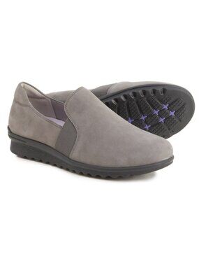 Aravon NIB Women's Grey/Charcoal Leather/Suede Nubuck JOSIE Loafers, Size 9B
